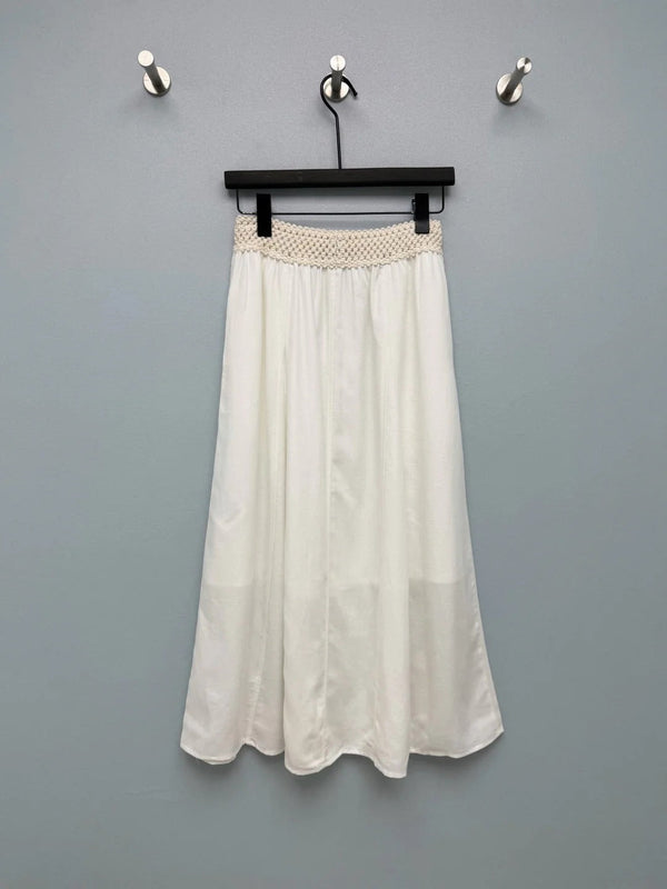 Miu 2026 Midi Skirt with Crocheted Waistband Cotton Tencel 392402