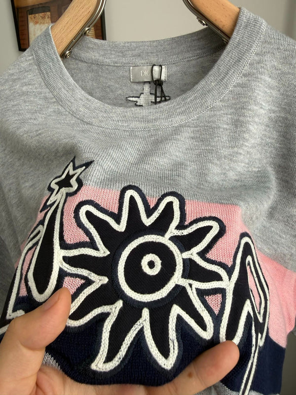 CD 2026 Knit Short-Sleeve T-Shirt Grey Cotton 482700