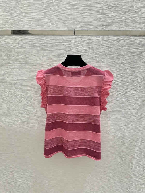 CC 2026 Striped Crew Neck Knitted Vest Tencel 516058