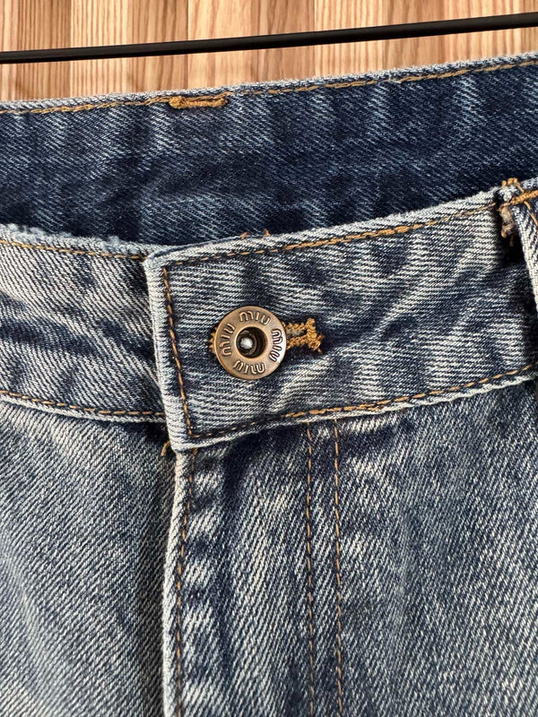 Miu 2026 Retro Cargo Denim Shorts Blue Cotton 443831