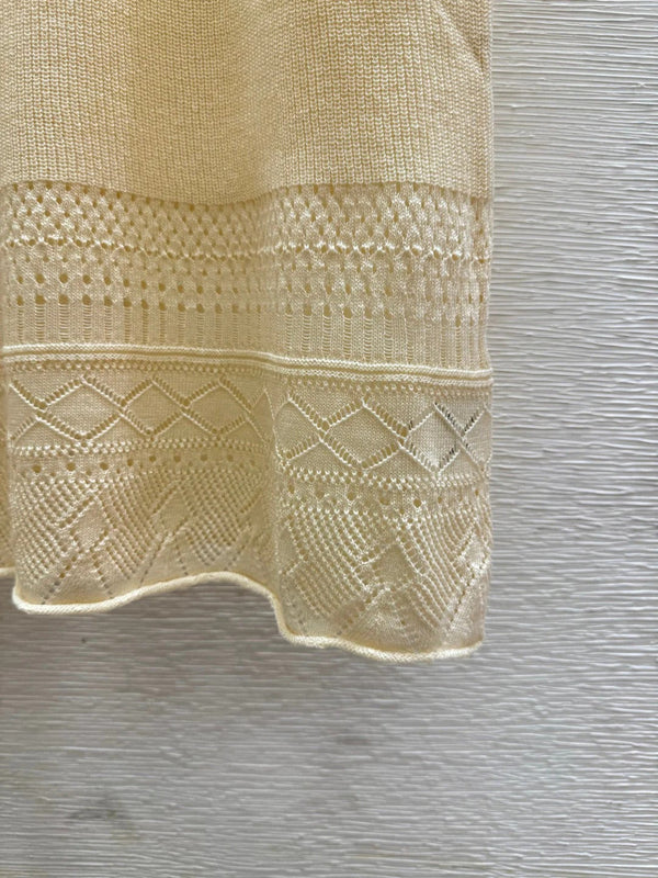 CC 2026 Round Neck Knitted Suspender Dress Yellow Linen 516040