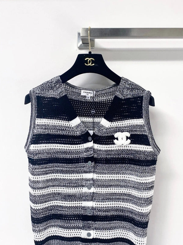 CC 2026 Strips Knit Button-Up Vets Grey Cotton 405725