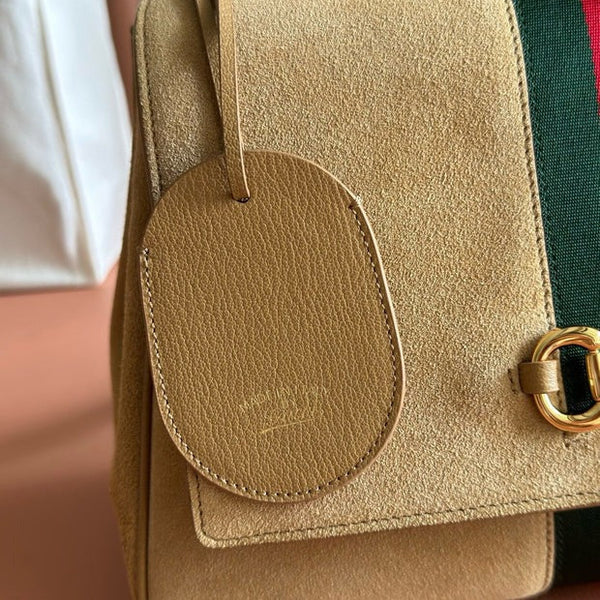 GG 2026 Paparazzo Shoulder Bag 30cm Beige Red Green Suede Leather