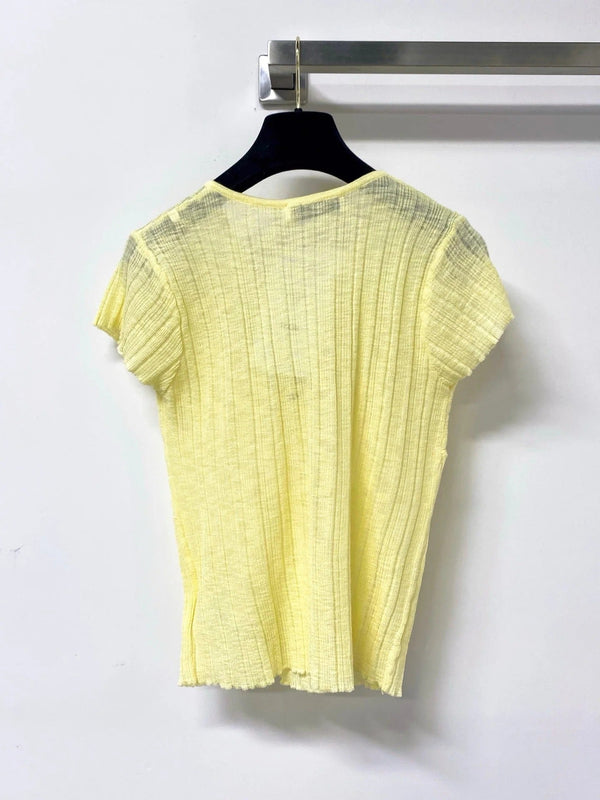 CD 2026 Short-Sleeve T-Shirt V-neck Top Subtle Front Twist Detail Tencel 487973