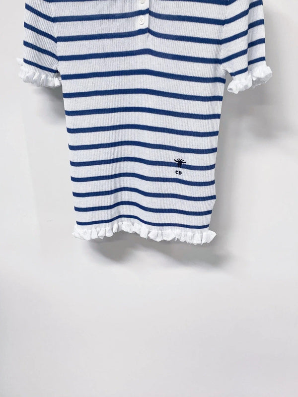 CD 2026 Stripes Polo Knitted Short-Sleeve Shirt Tencel 479853