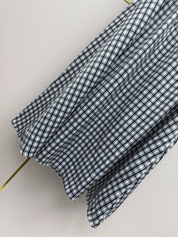 Pra 2026 Hooded Plaid Dress Black White Cotton 396904