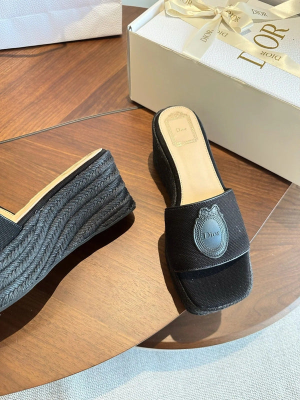 CD 26s Medaillon Wedge Sandals Slide 95mm Denim 976902