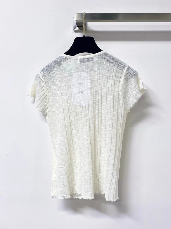CD 2026 Short-Sleeve T-Shirt V-neck Top Subtle Front Twist Detail Tencel 487973