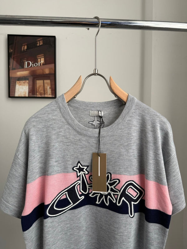CD 2026 Knit Short-Sleeve T-Shirt Grey Cotton 482700