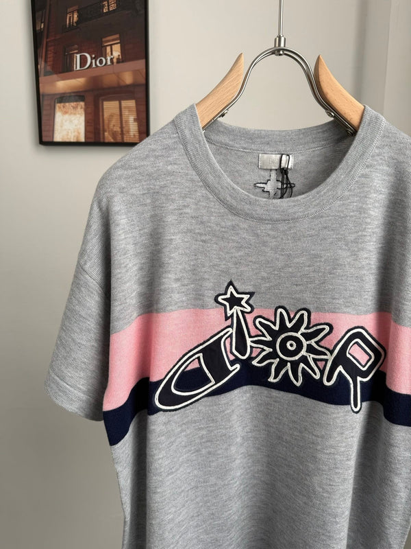 CD 2026 Knit Short-Sleeve T-Shirt Grey Cotton 482700