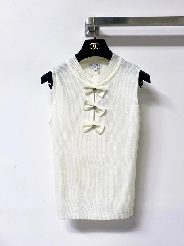 CC 2026 Rib-Knit Sleeveless Bow Details Wool 410640