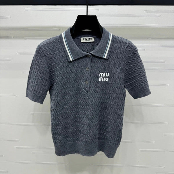 MIUMIU KNITTED POLO SHIRT WHITE 274839