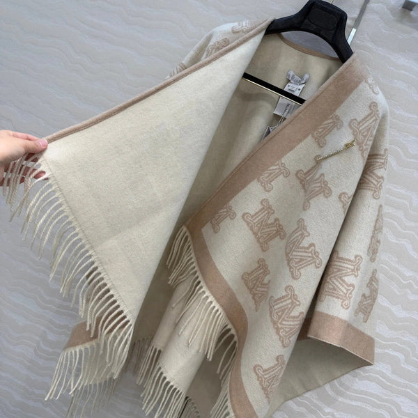 MAX MARA 25S FRINGED KNIT CAPE 167