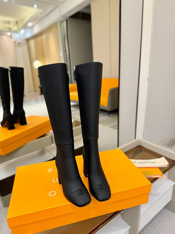 LV High Boots 85 Black Calfskin 573738