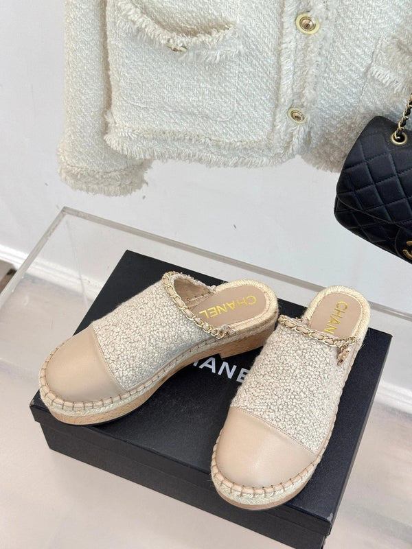 CC Mules 25ss 30 Mm In Beige Lambskin Mix Wool