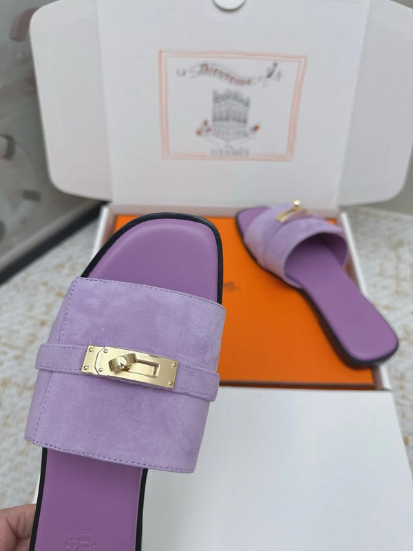 HM 26ss Oasis Sandals Purple Suede Cowhide 625147
