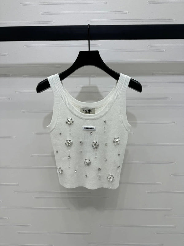 MIUMIU EMBELLISHED KNIT TOP 269491