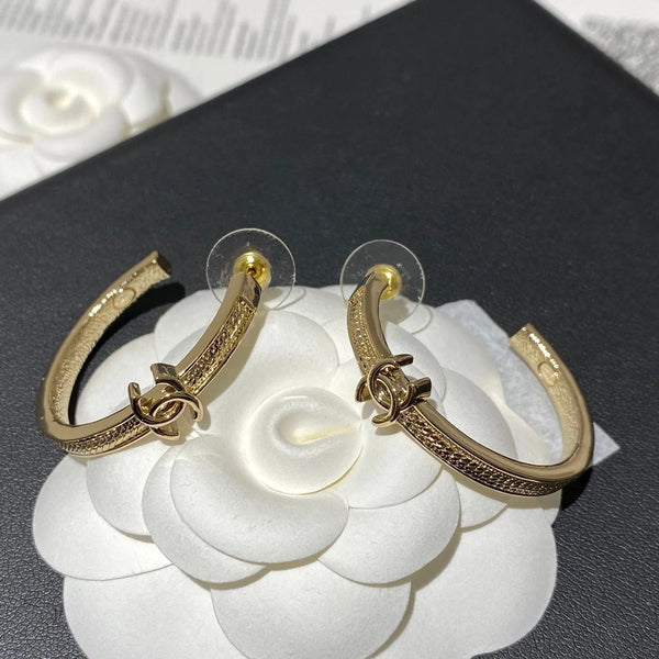 CC Double C Snake Bone Circular Hoop Earrings