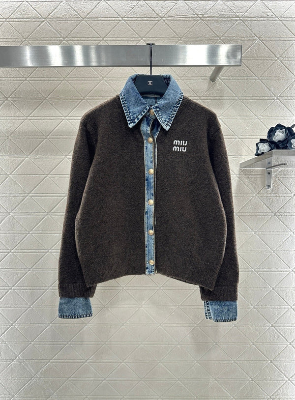 MIUMIU KNIT JACKET WITH DENIM STYLE 736