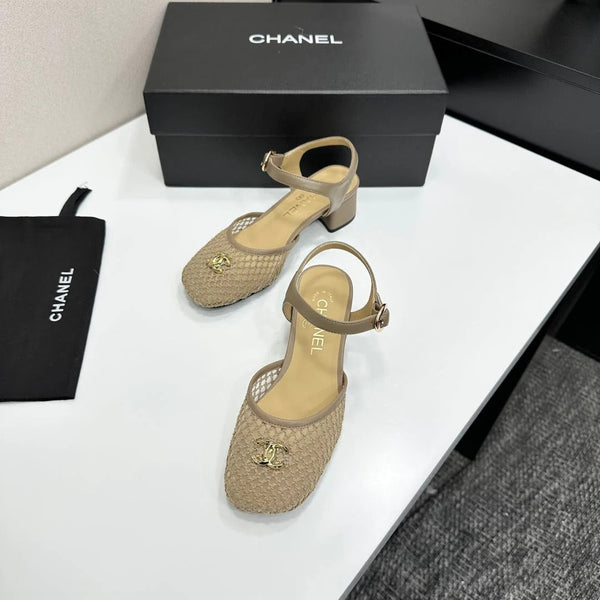 CC 2026 Mary Jane Sandals 45 Beige Satin Cowhide 668117