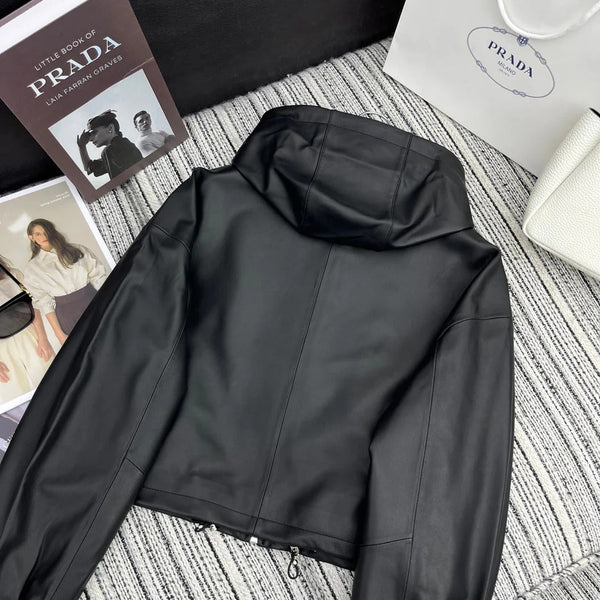 PRADA 25S SHEARLING HOODED JACKET 336