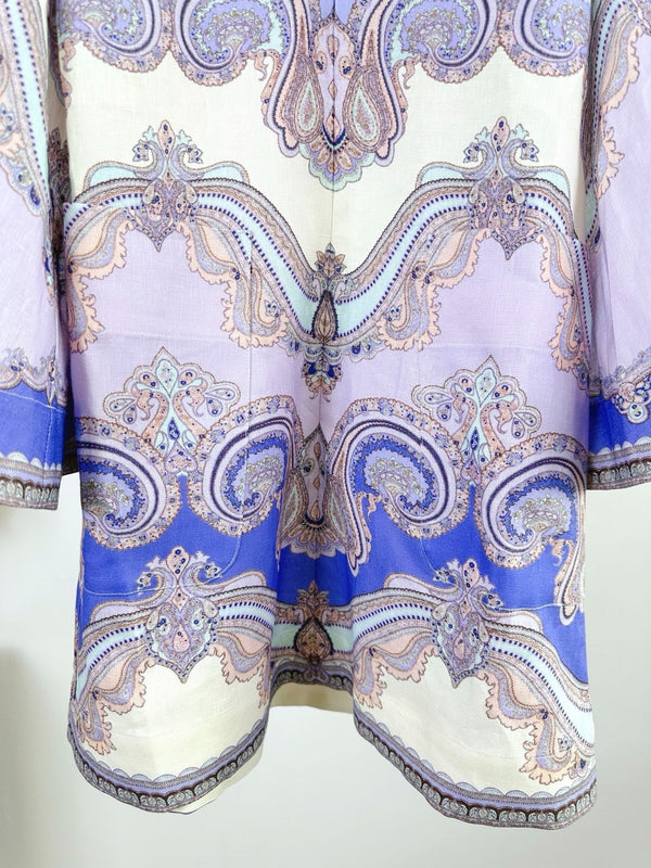 V-NECK PRINTED DRESS BACK ZIPPER