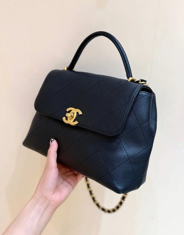 CC 2026 Handle Bag 28cm Black Cowhide 290241