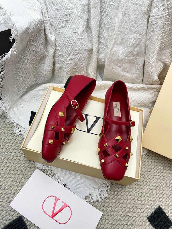 VT 26s Mary Jane Ballet Flats Dark Red Lambskin 611365