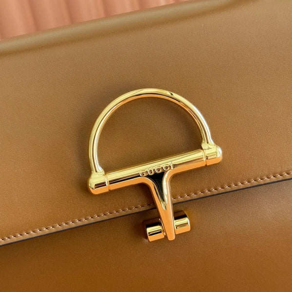 Gucci 2026 Siena Bag 25.5cm Brown Gold Leather 277149