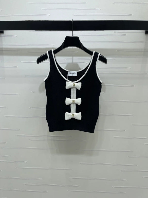 Chanel 2026 Knit Vest With Bow Embellishment Wool