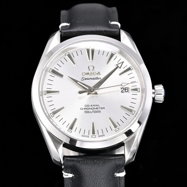 Omega Seamaster 150M Aqua Terra Observatory 39mm Black Leather Strap