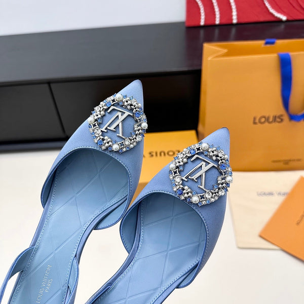 LV 26s Slingback 75 Light Blue Premium Satin 622435