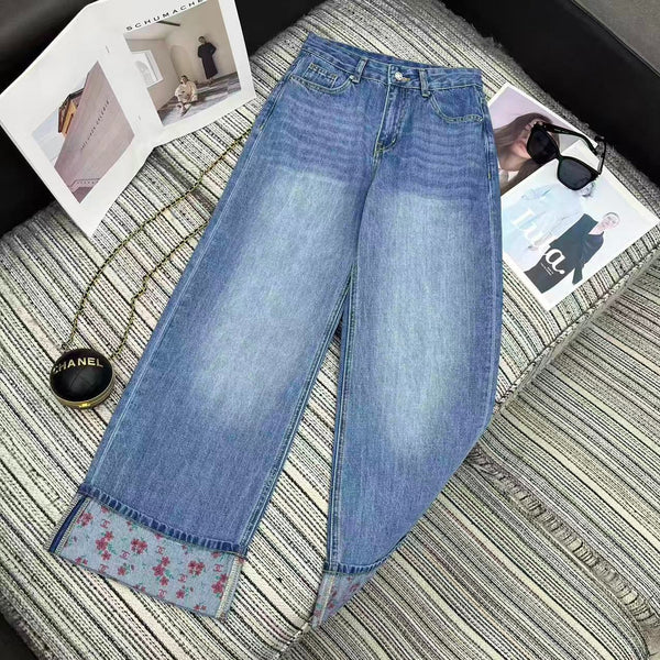 Chanel 2026 Jean With Floral Embroidered Pattern Blue Cotton 358658