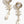 25S TWISTED RIBBED DOUBLE C IN GOLD METAL LONG PEARL PENDANT EARRINGS