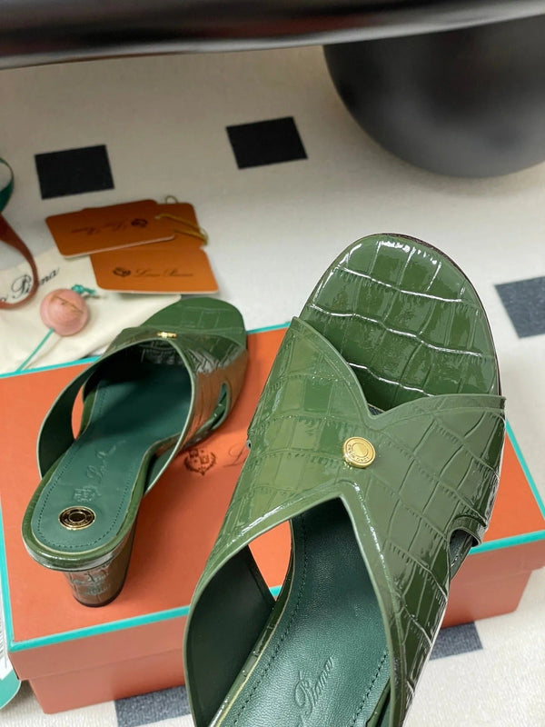 HIGH HEELS 80 MM IN MOSS GREEN CALFSKIN SNAKE EMBOSSING
