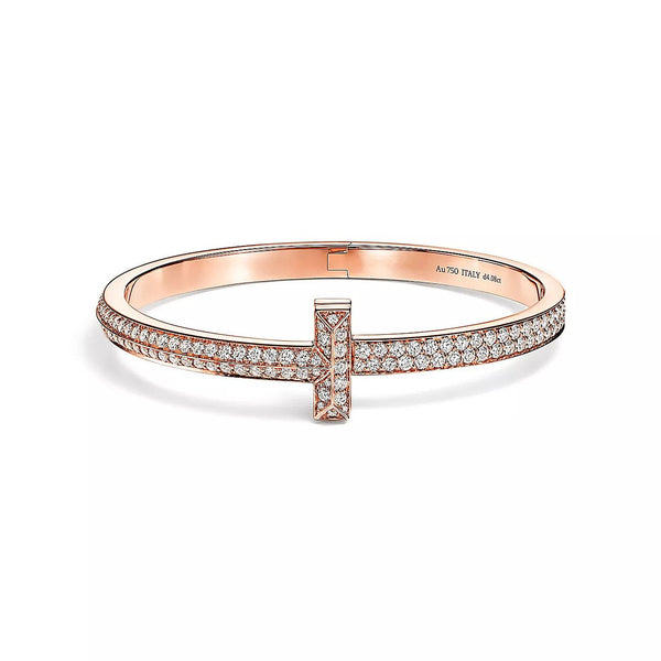 T1 WIDE HINGED BANGLE DIAMOND PAVED BRACELET