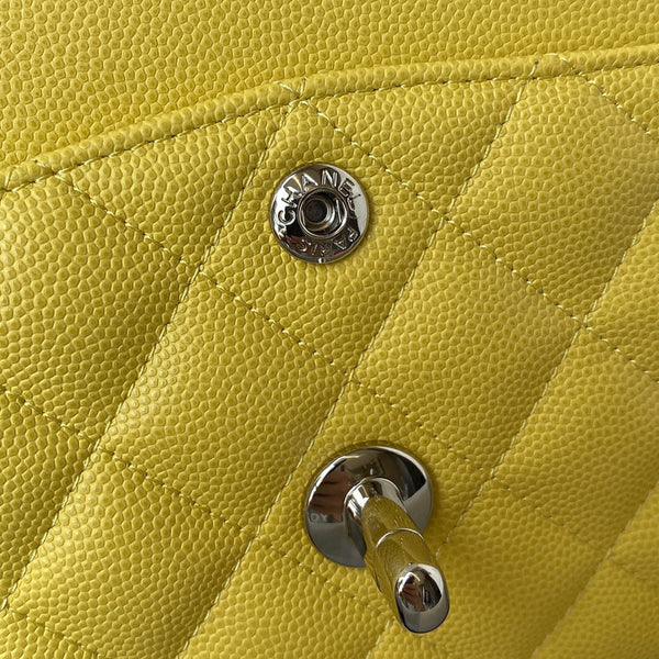Medium Classic Flap Bag 23cm Yellow Caviar Silver Hardware