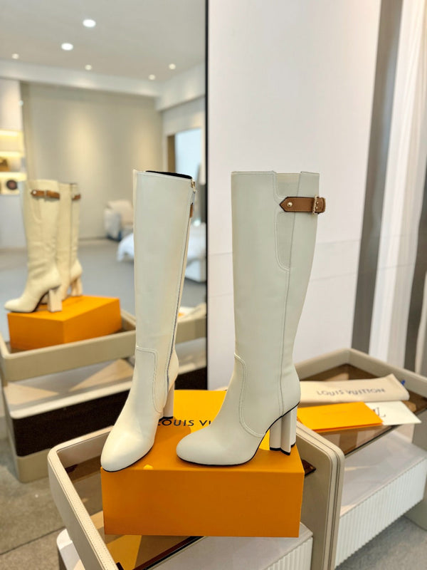 LV Donna High Boot 9.5 Cream Calfskin 573880